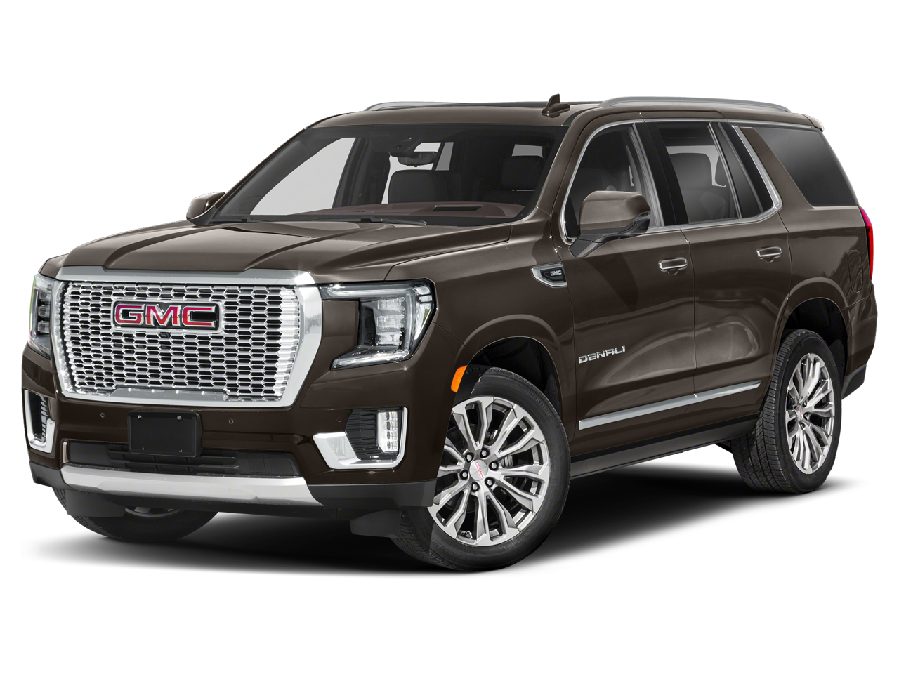 2021 GMC Yukon Denali in Smokey Quartz Metallic — front three-quarter view