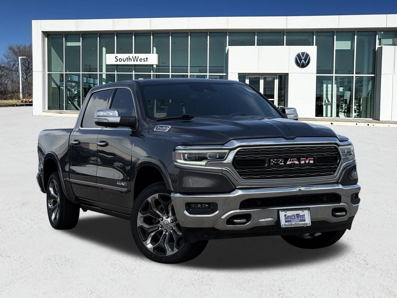 2021 RAM 1500 Limited in Granite Crystal Metallic Clearcoat — front three-quarter view