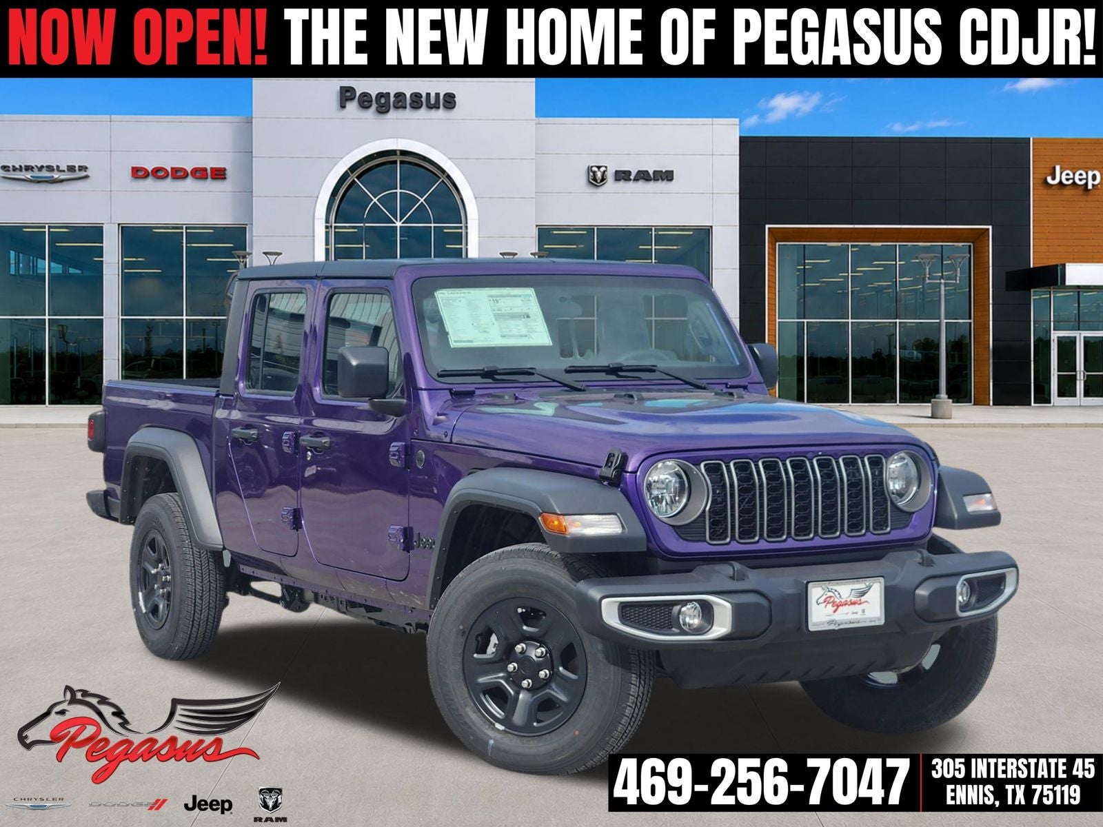 2026 Jeep Gladiator GLADIATOR SPORT 4X4 in Reign Exterior Paint — front three-quarter view