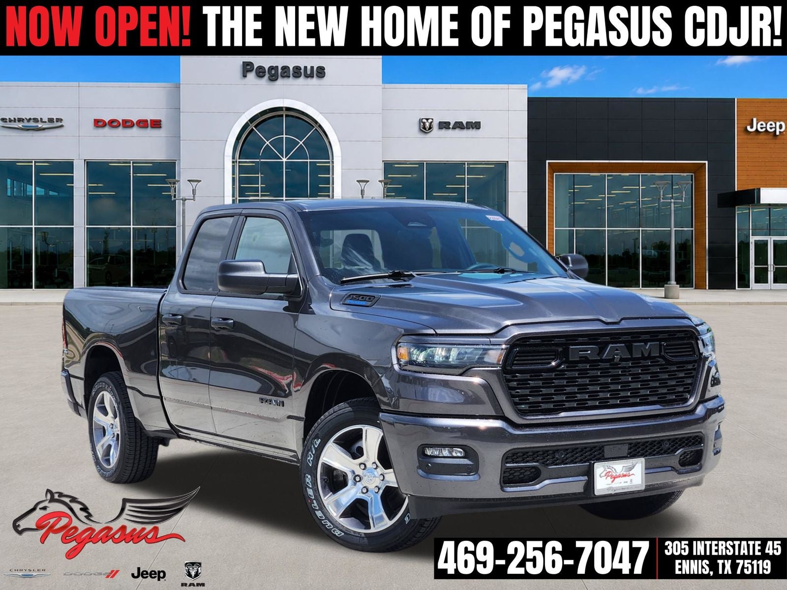 2026 RAM Ram 1500 RAM 1500 EXPRESS QUAD CAB 4X2 6'4' BOX in Granite Crystal Metallic Clear-Coat Exterior Paint — front three-quarter view