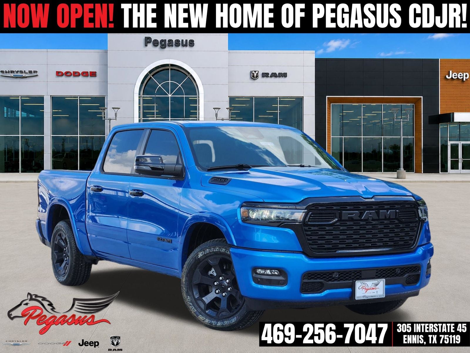 2026 RAM Ram 1500 RAM 1500 LONE STAR CREW CAB 4X4 5'7' BOX in Hydro Blue Pearlcoat — front three-quarter view