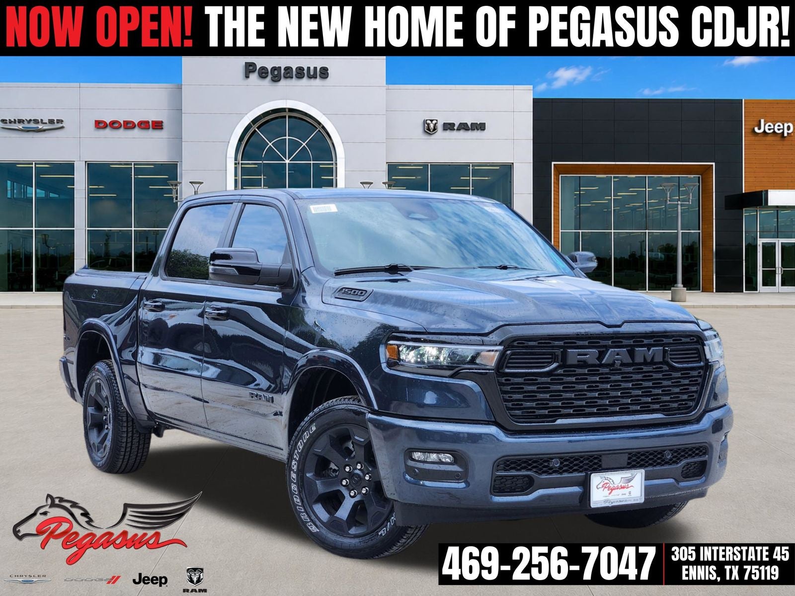 2026 RAM Ram 1500 RAM 1500 LONE STAR CREW CAB 4X4 5'7' BOX in Forged Blue Metallic Exterior Paint — front three-quarter view
