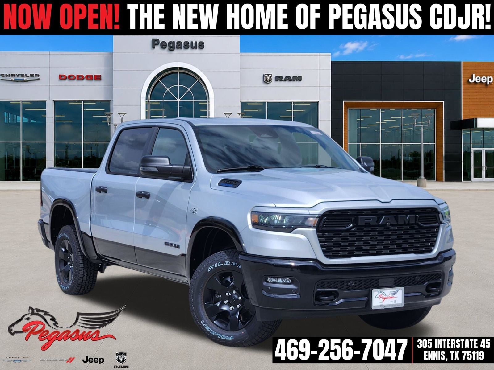 2026 RAM Ram 1500 RAM 1500 LONE STAR CREW CAB 4X4 5'7' BOX in Silver Zynith Exterior Paint — front three-quarter view