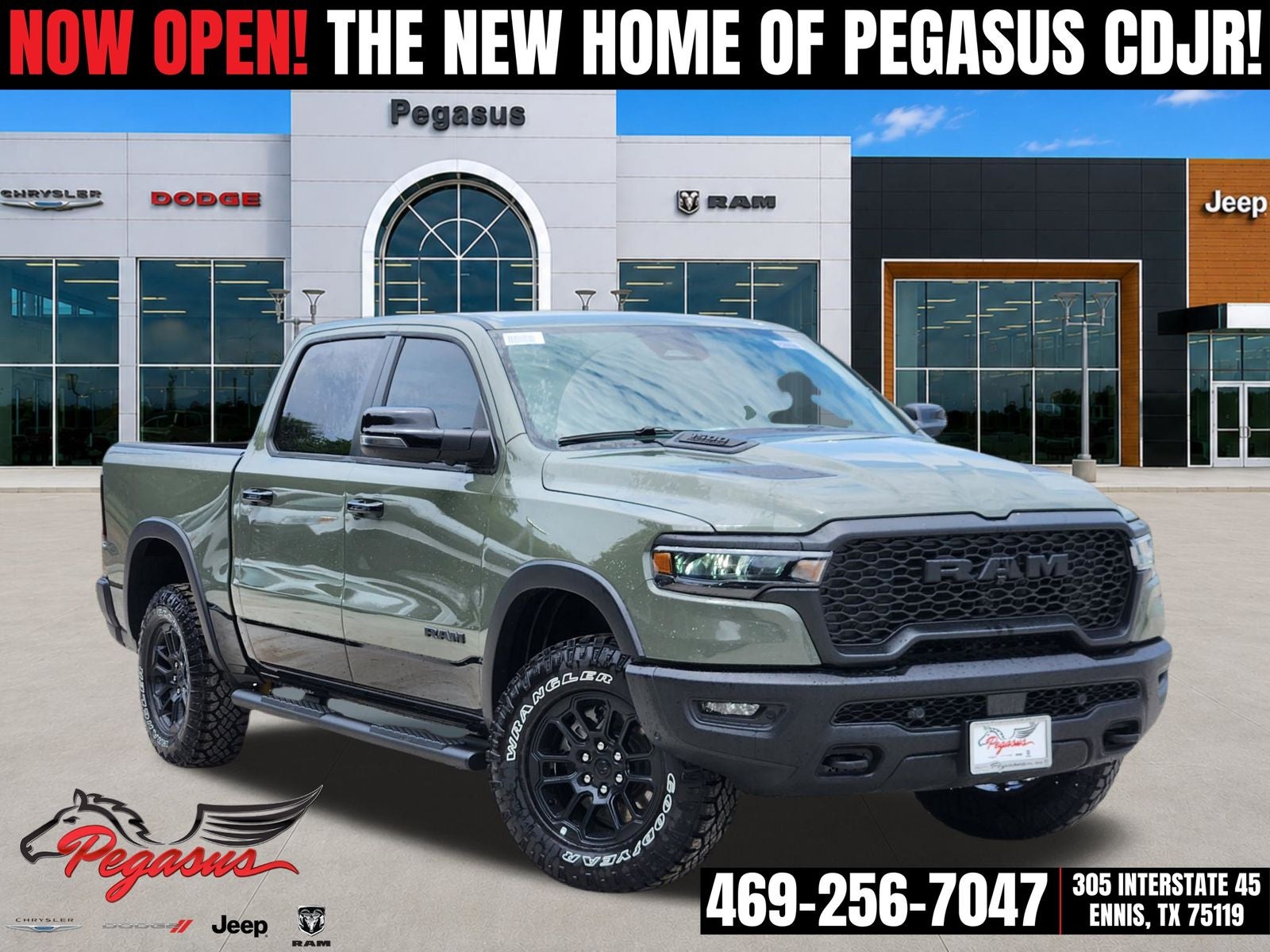 2026 RAM Ram 1500 RAM 1500 REBEL CREW CAB 4X4 5'7' BOX in Canyon Lake Exterior Paint — front three-quarter view