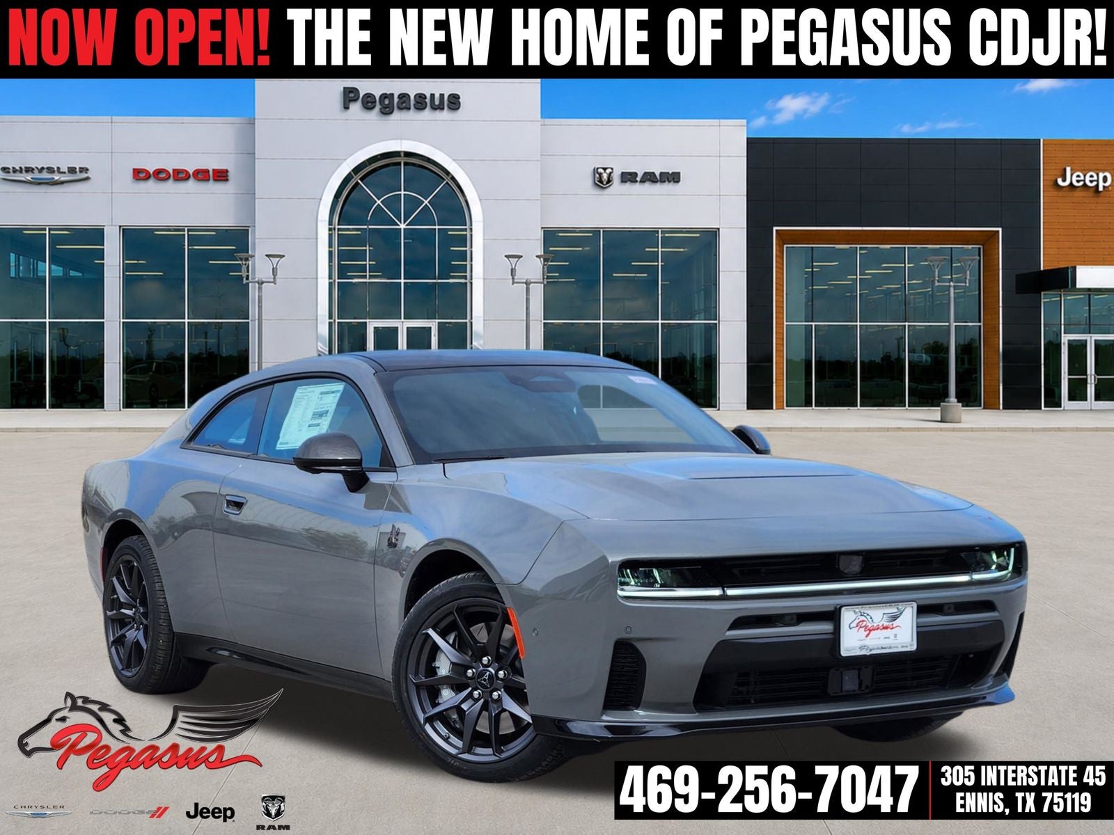 2026 Dodge Charger CHARGER SCAT PACK PLUS 2-DOOR AWD in Destroyer Gray Exterior Paint — front three-quarter view