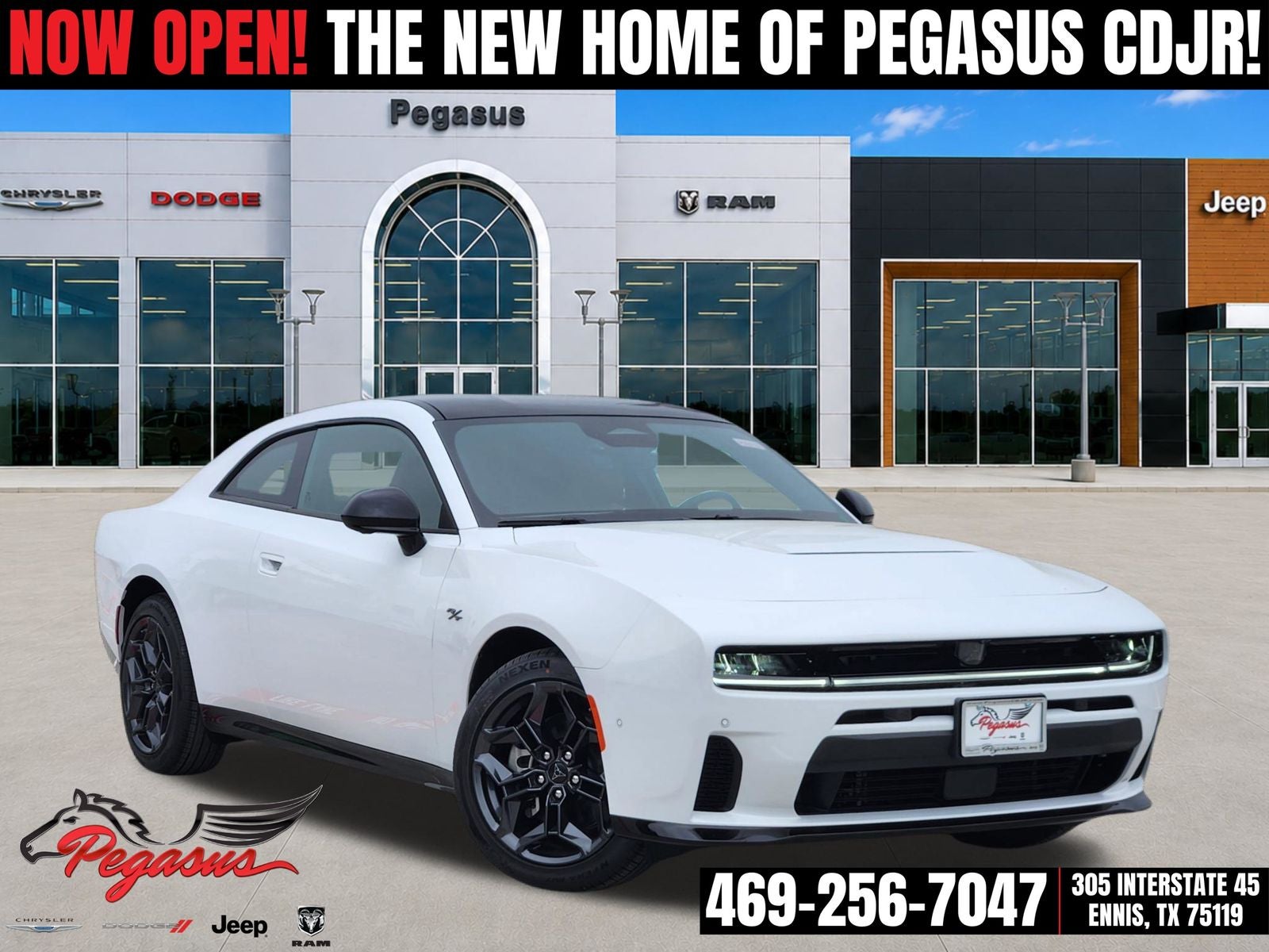 2026 Dodge Charger CHARGER R/T PLUS 2-DOOR AWD in White Knuckle Exterior Paint — front three-quarter view