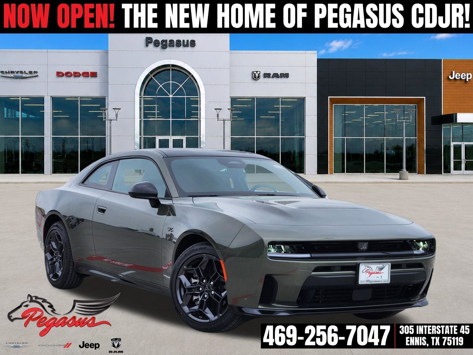 2026 Dodge Charger CHARGER R/T 2-DOOR AWD in Green Machine Exterior Paint — front three-quarter view