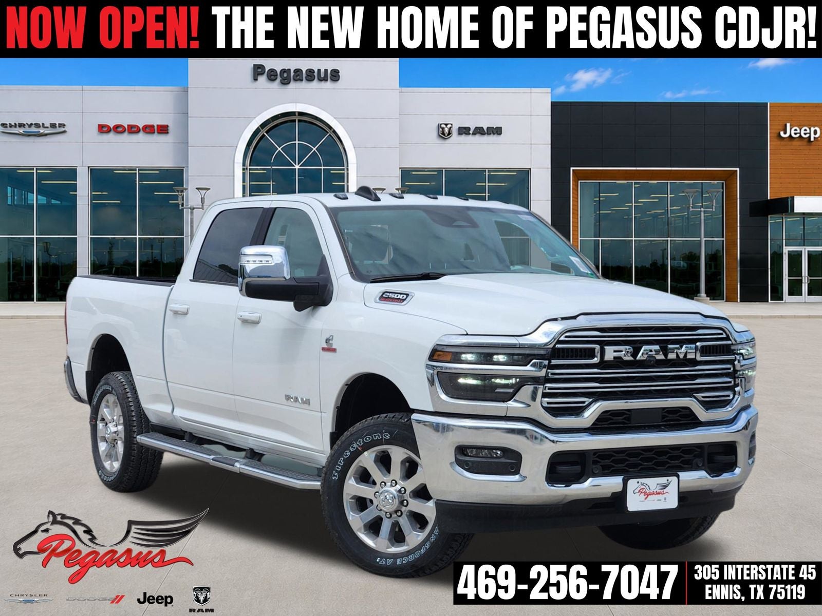 2026 RAM Ram 2500 RAM 2500 LARAMIE CREW CAB 4X4 6'4' BOX in Bright White Clear-Coat Exterior Paint — front three-quarter view