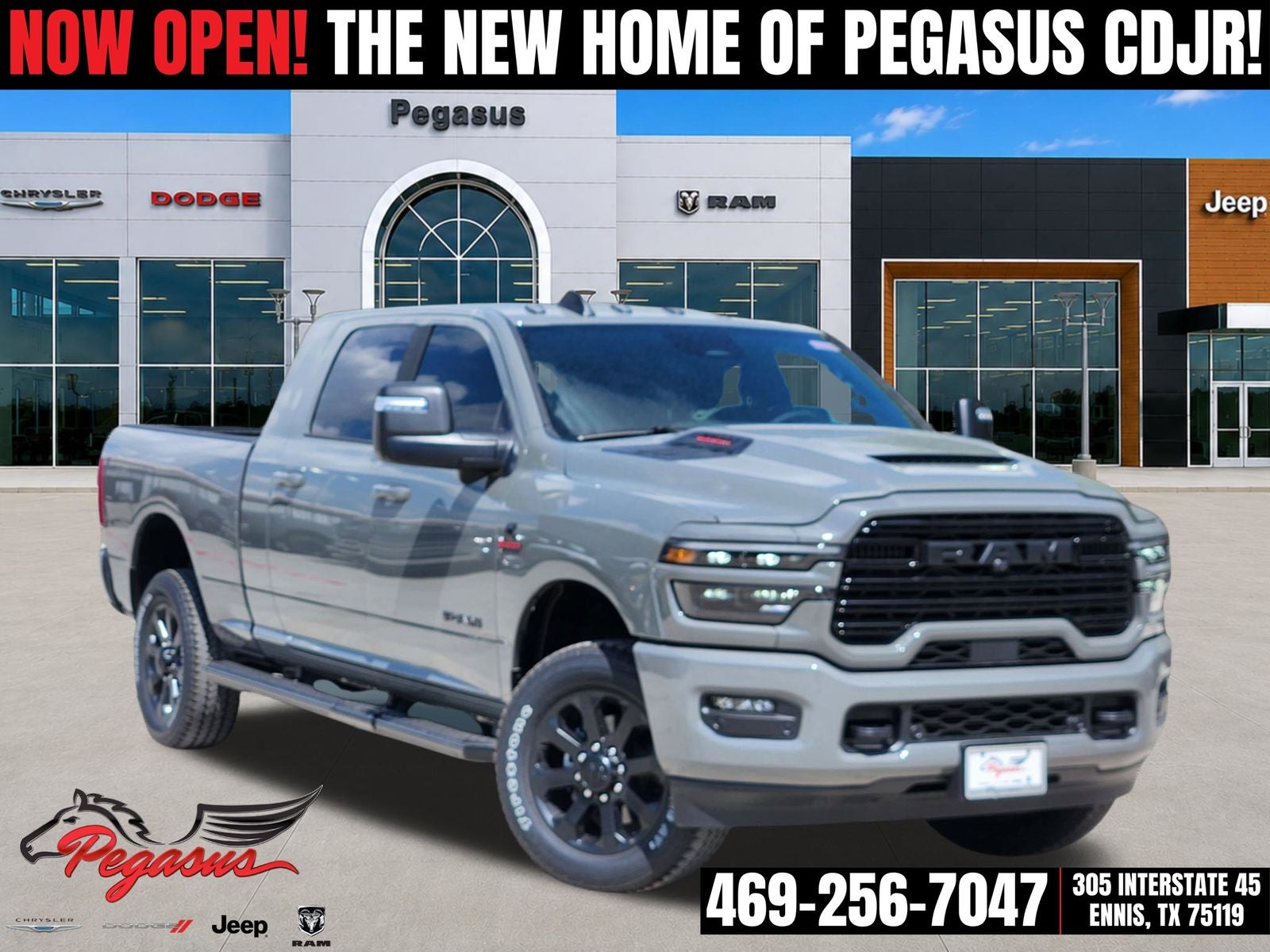 2026 RAM Ram 2500 RAM 2500 LARAMIE MEGA CAB 4X4 6'4' BOX in Ceramic Gray Clear-Coat Exterior Paint — front three-quarter view