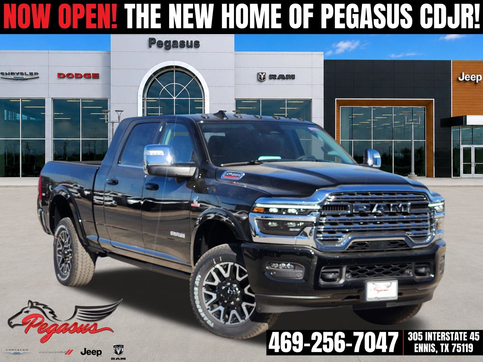 2026 RAM Ram 2500 RAM 2500 LIMITED LONGHORN MEGA CAB 4X4 6'4' BOX in Diamond Black Crystal Pearl-Coat Exterior Paint — front...
