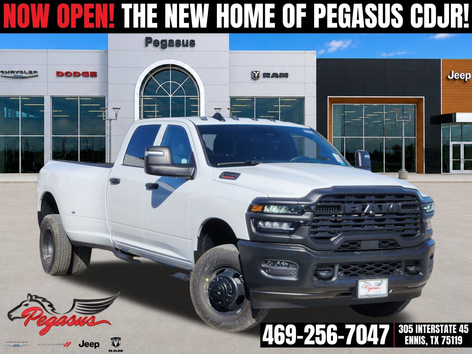 2026 RAM Ram 3500 RAM 3500 TRADESMAN CREW CAB 4X4 8' BOX in Bright White Clear-Coat Exterior Paint — front three-quarter view