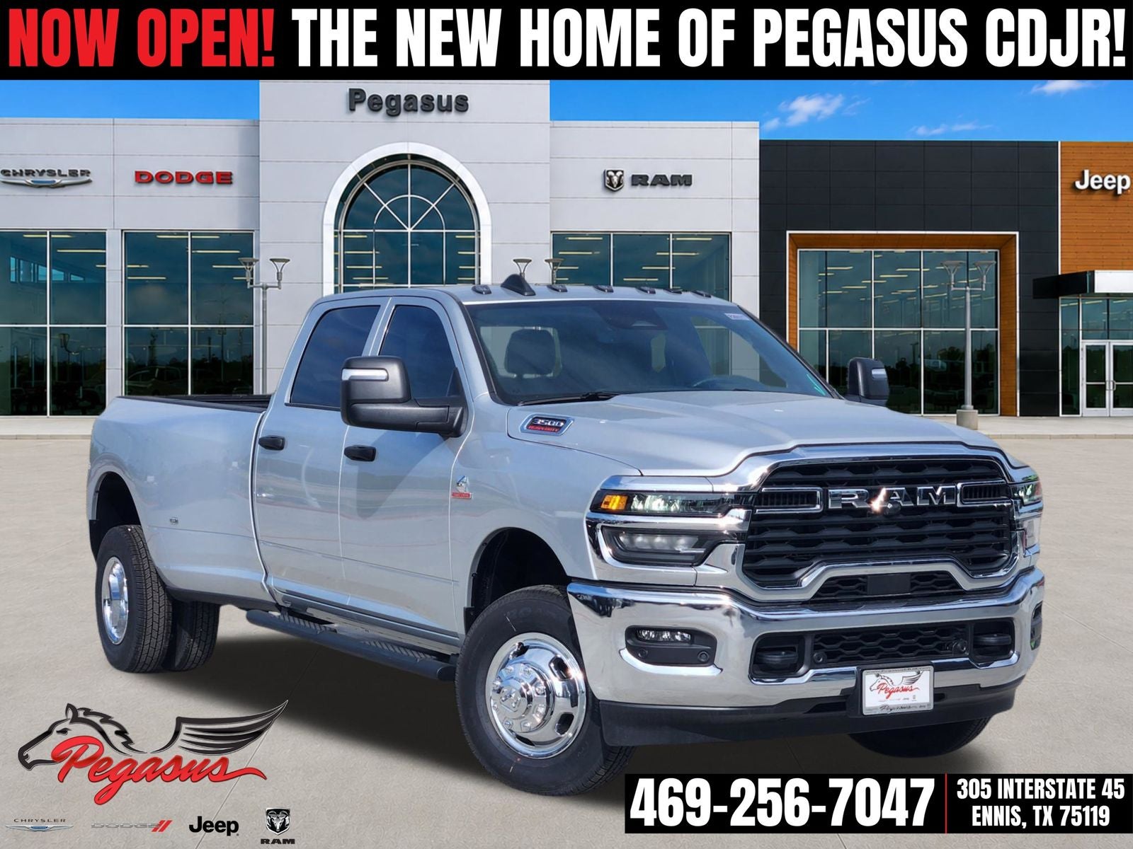 2026 RAM Ram 3500 RAM 3500 TRADESMAN CREW CAB 4X4 8' BOX in Silver-Zynith Exterior Paint — front three-quarter view