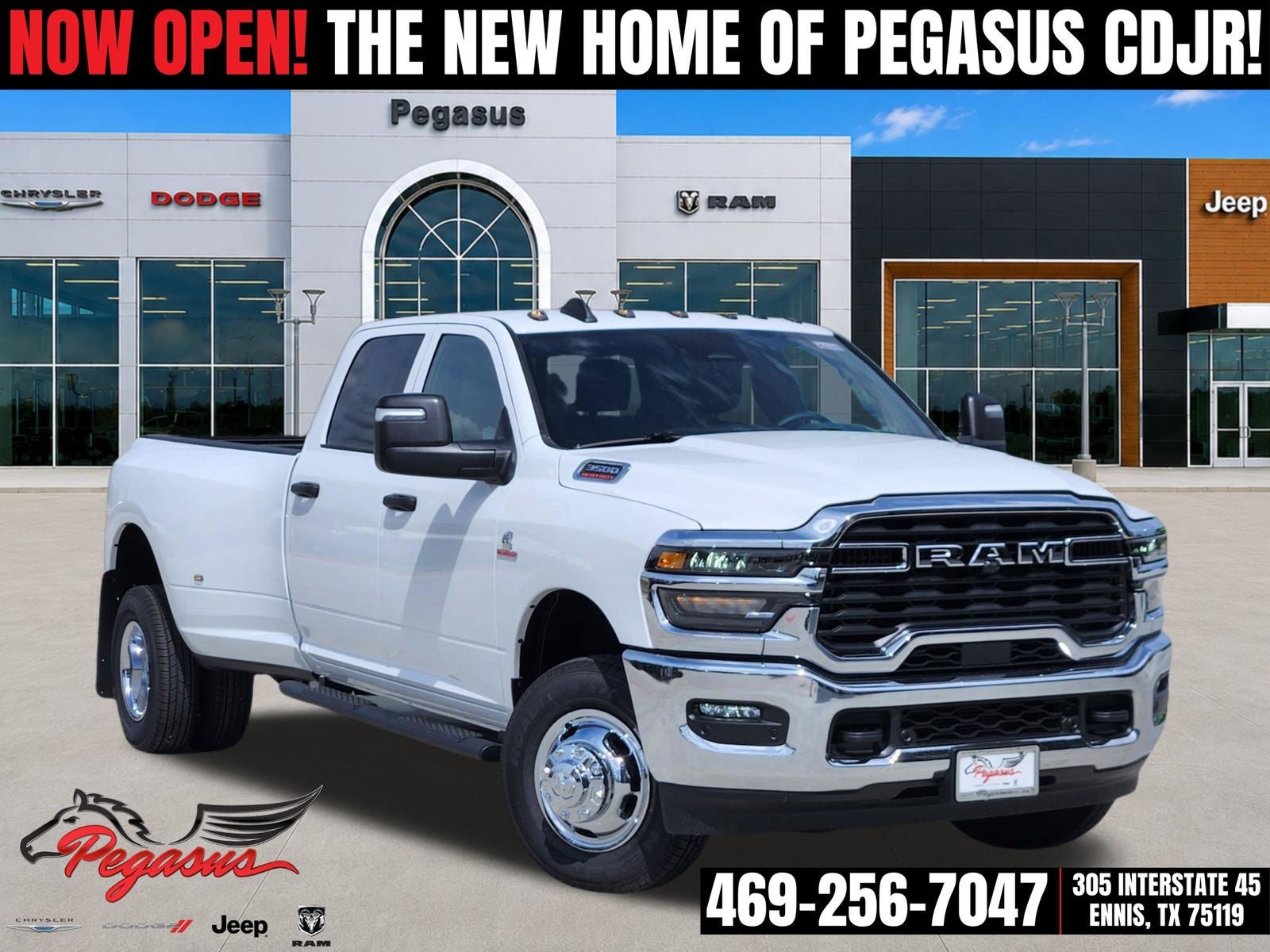 2026 RAM Ram 3500 RAM 3500 TRADESMAN CREW CAB 4X4 8' BOX in Bright White Clear-Coat Exterior Paint — front three-quarter view