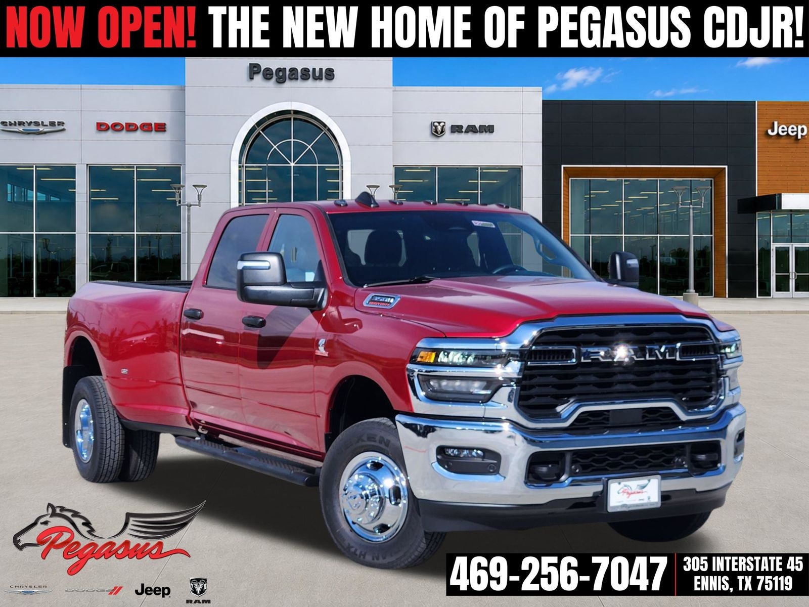 2026 RAM Ram 3500 RAM 3500 TRADESMAN CREW CAB 4X4 8' BOX in Molten Red Pearl-Coat Exterior Paint — front three-quarter view