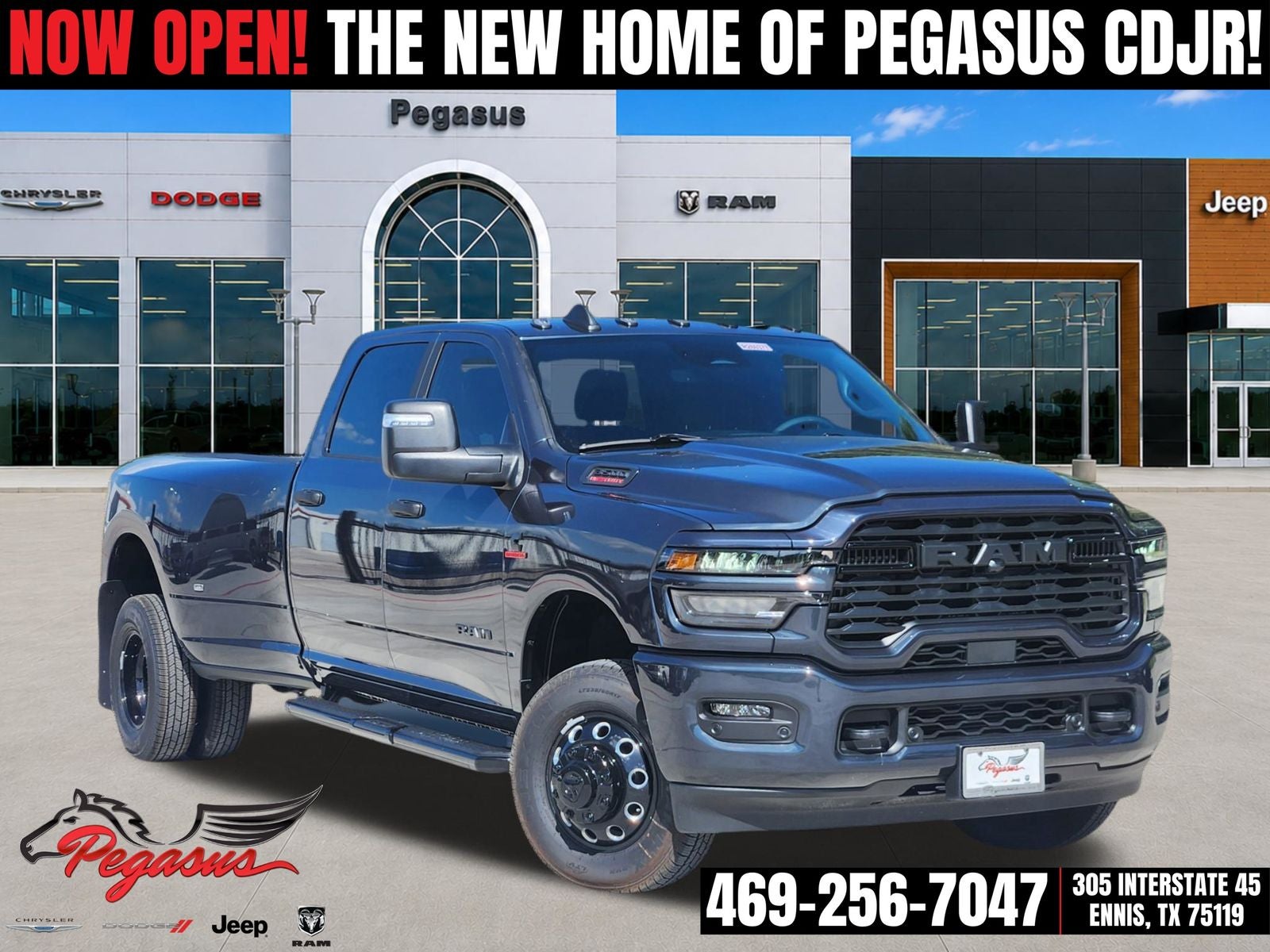 2026 RAM Ram 3500 RAM 3500 LONE STAR CREW CAB 4X4 8' BOX in Forged Blue Metallic Exterior Paint — front three-quarter view