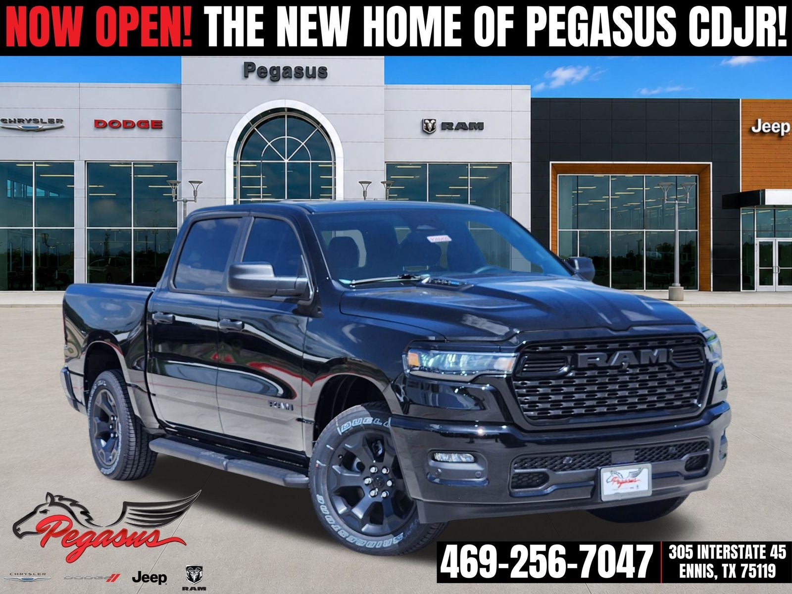 2026 RAM Ram 1500 RAM 1500 EXPRESS CREW CAB 4X4 5'7' BOX in Diamond Black Crystal Pearl-Coat Exterior Paint — front three-quarter view