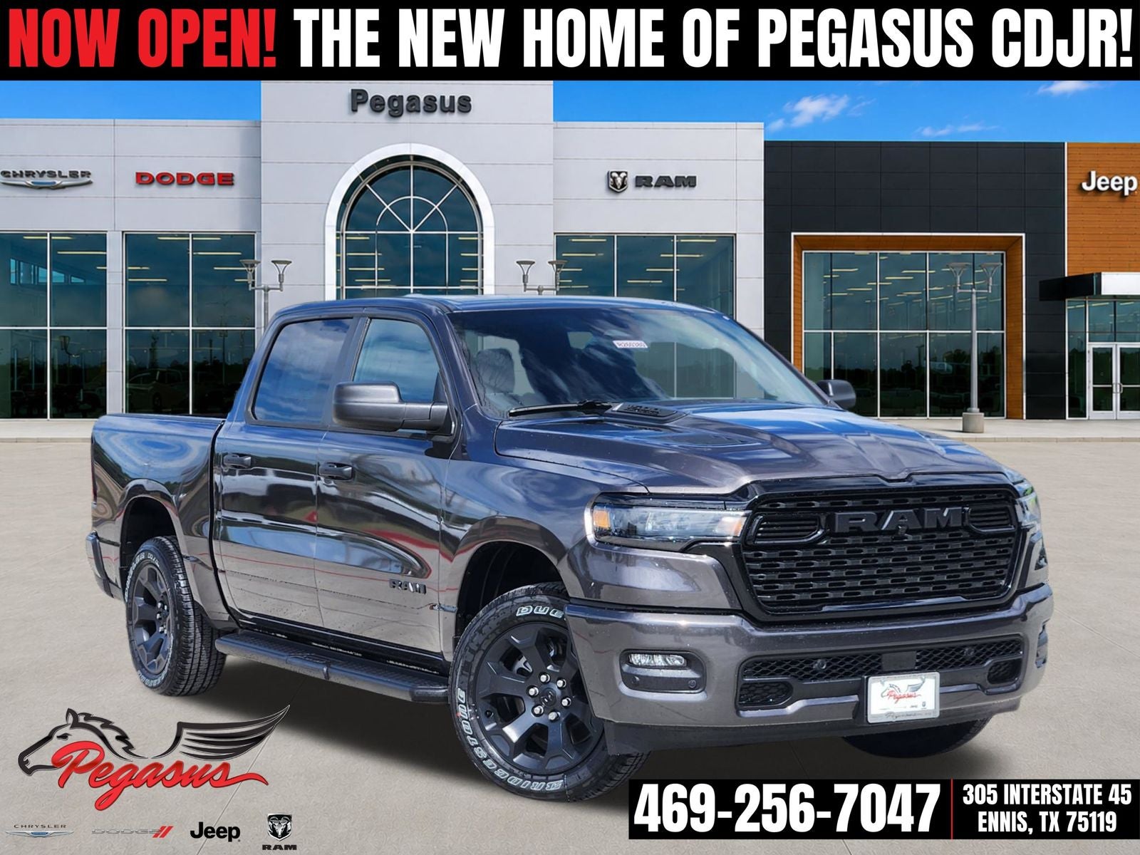 2026 RAM Ram 1500 RAM 1500 EXPRESS CREW CAB 4X4 5'7' BOX in Granite Crystal Metallic Clear-Coat Exterior Paint — front three-quarter view