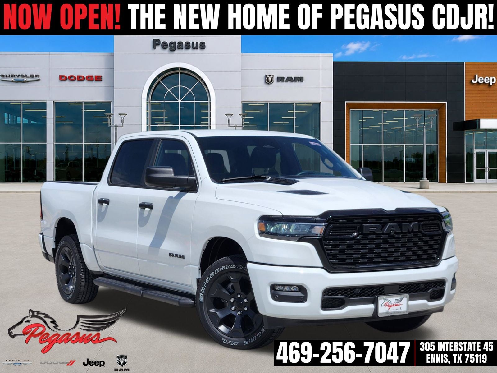 2026 RAM Ram 1500 RAM 1500 EXPRESS CREW CAB 4X4 5'7' BOX in Bright White Clear-Coat Exterior Paint — front three-quarter view
