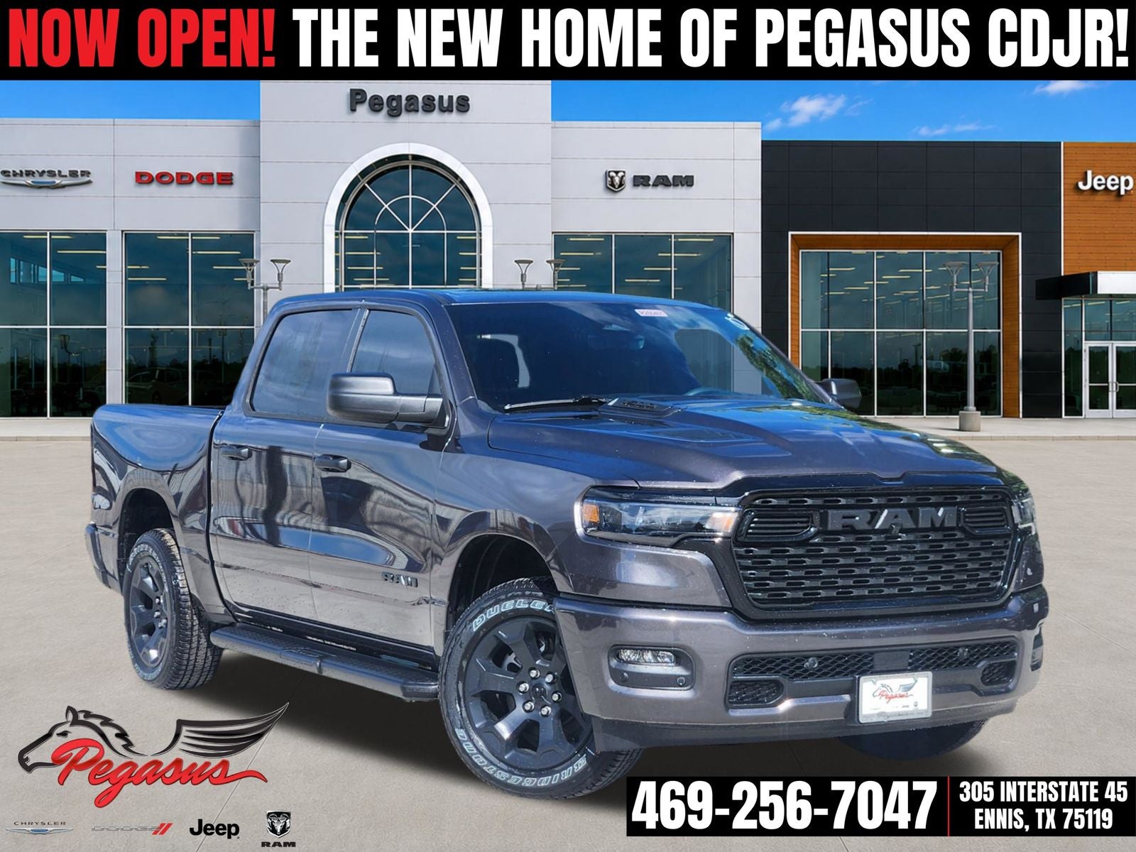 2026 RAM Ram 1500 RAM 1500 EXPRESS CREW CAB 4X4 5'7' BOX in Granite Crystal Metallic Clear-Coat Exterior Paint — front three-quarter view