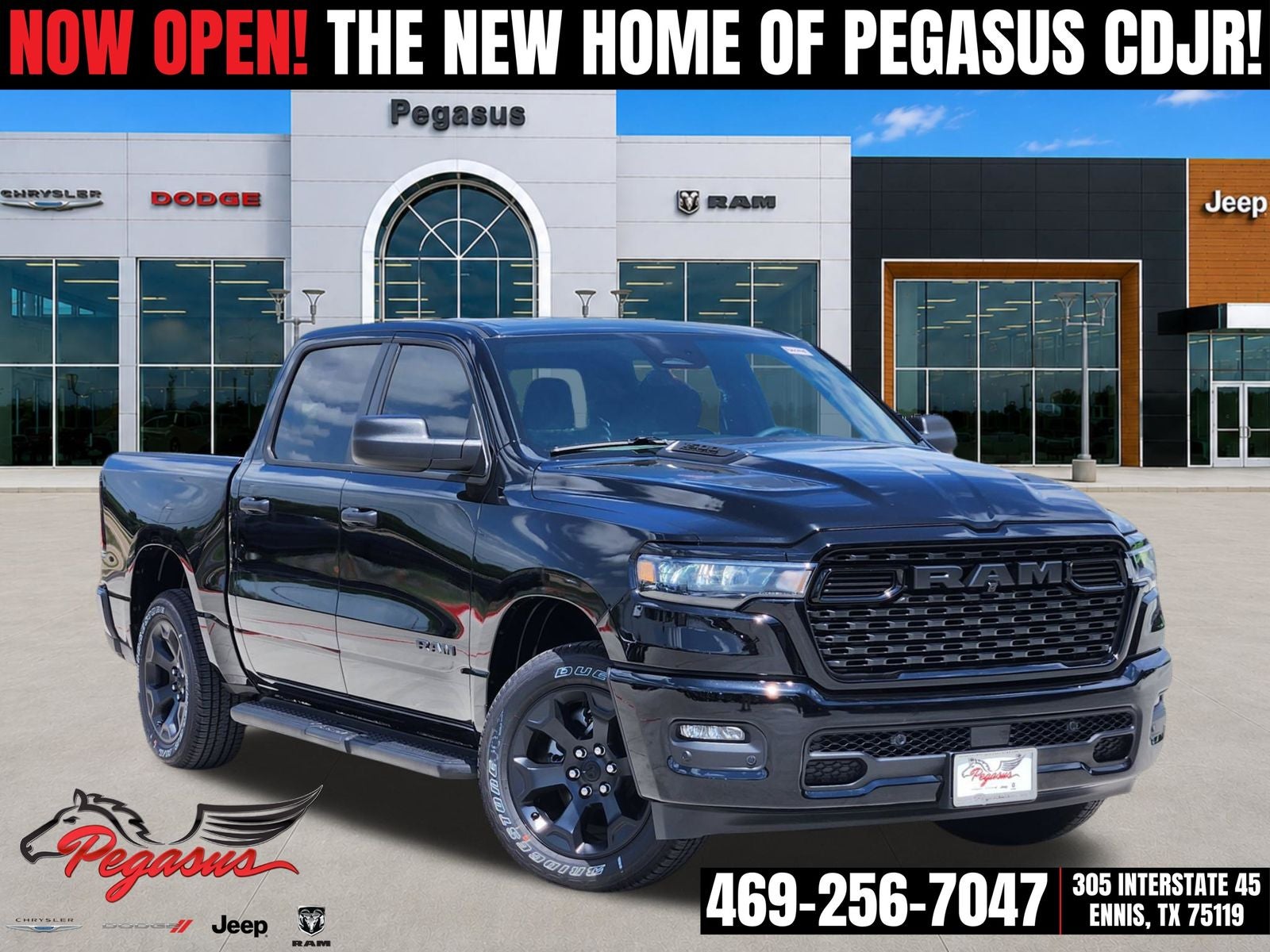 2026 RAM Ram 1500 RAM 1500 EXPRESS CREW CAB 4X4 5'7' BOX in Diamond Black Crystal Pearl-Coat Exterior Paint — front three-quarter view
