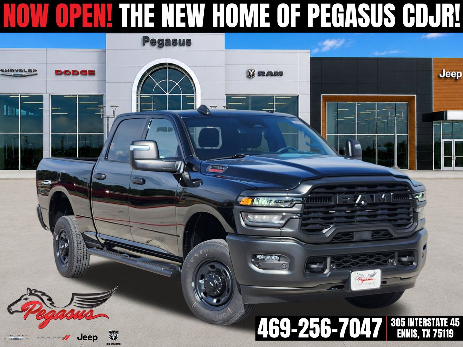 2026 RAM Ram 2500 RAM 2500 TRADESMAN CREW CAB 4X4 6'4' BOX in Diamond Black Crystal Pearl-Coat Exterior Paint — front three-quarter view