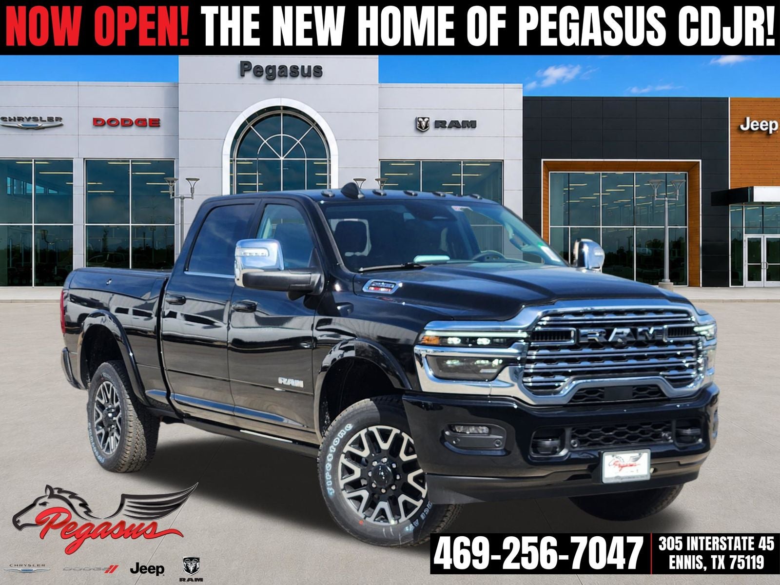 2026 RAM Ram 2500 RAM 2500 LIMITED LONGHORN CREW CAB 4X4 6'4' BOX in Diamond Black Crystal Pearl-Coat Exterior Paint — front...