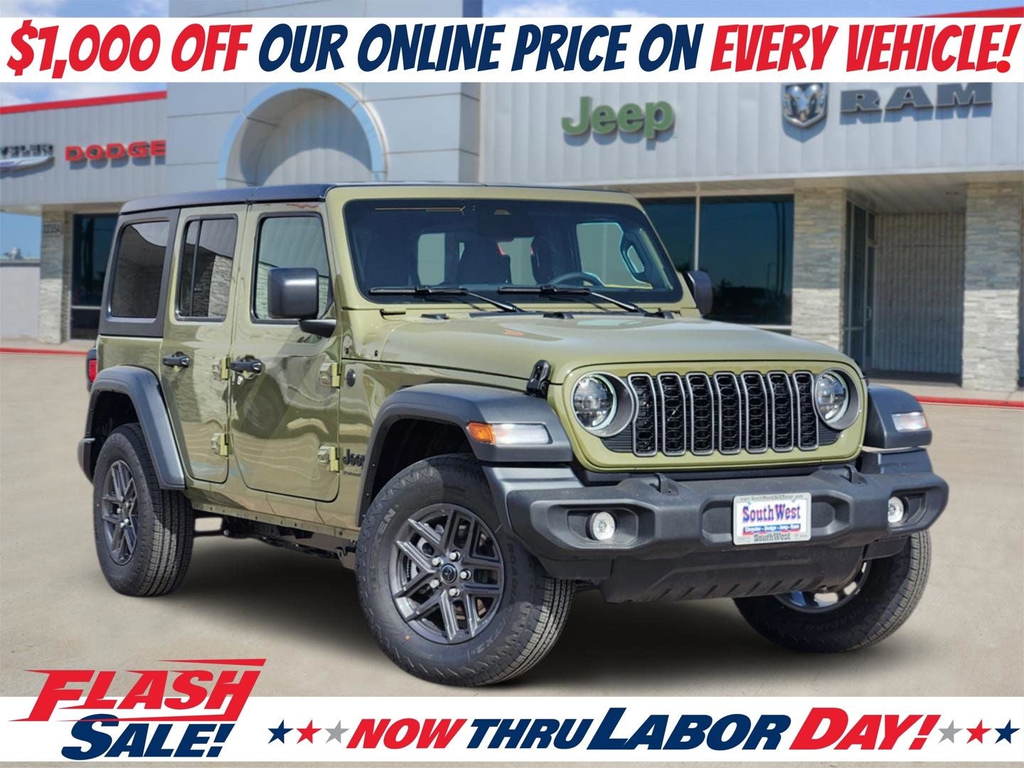 2026 Jeep Wrangler WRANGLER 4-DOOR SPORT S in 41 Exterior Paint — front three-quarter view