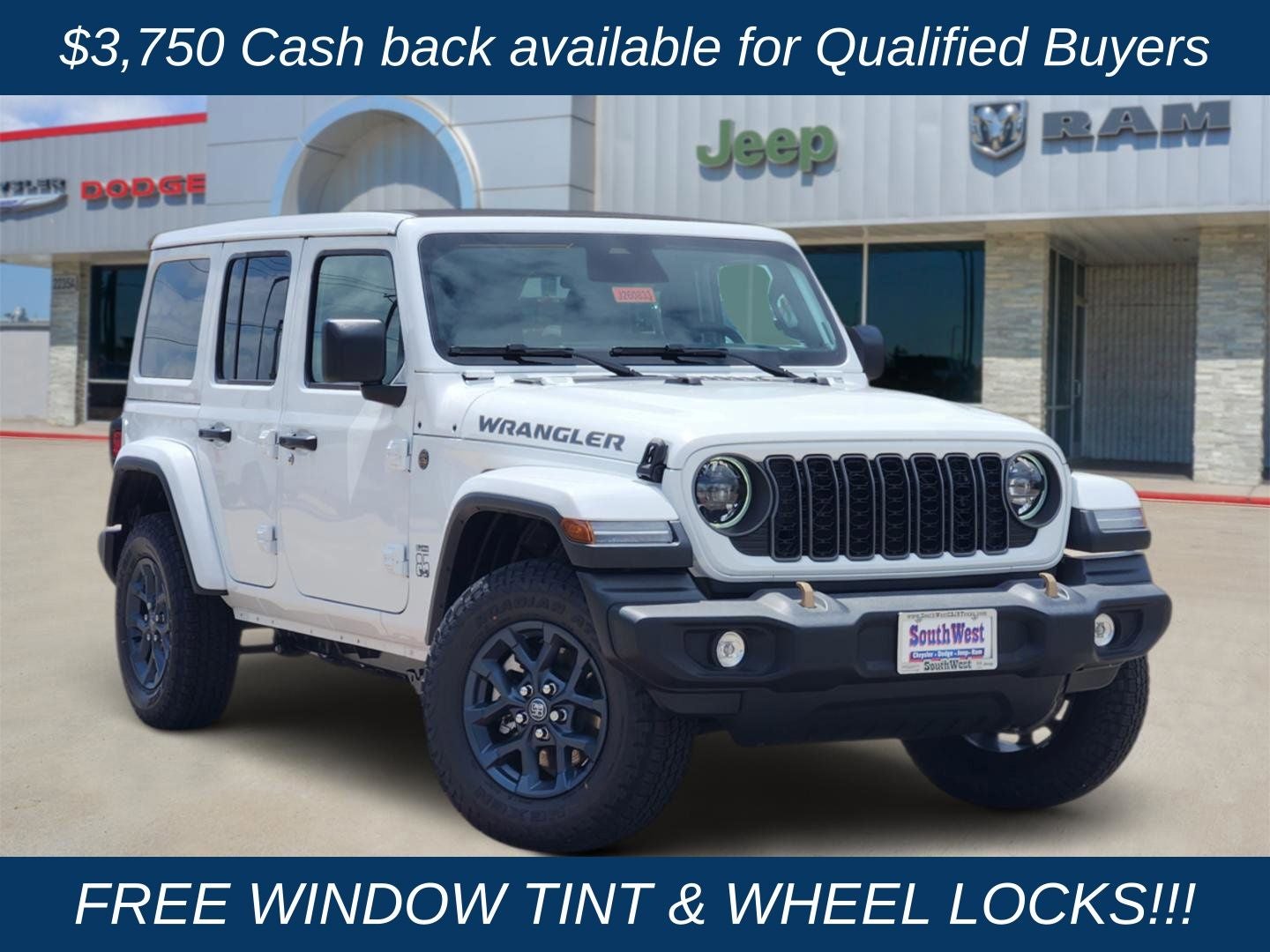 2026 Jeep Wrangler WRANGLER 4-DOOR 85TH ANNIVERSARY EDITION in Bright White Clear-Coat Exterior Paint — front three-quarter view