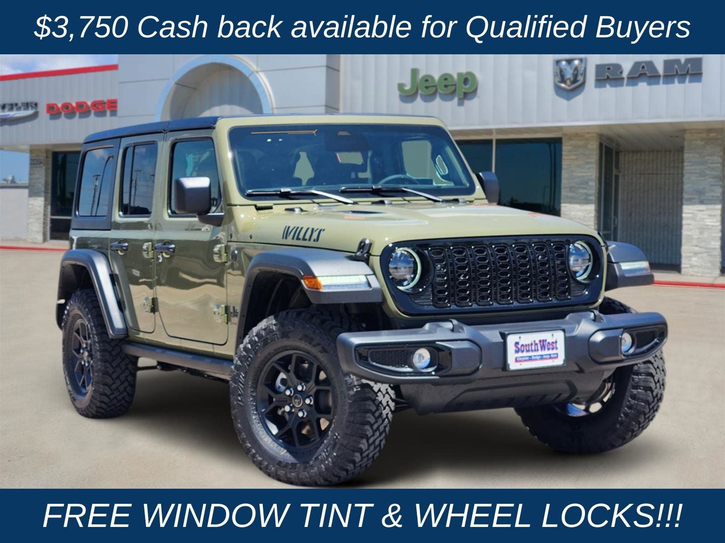 2026 Jeep Wrangler WRANGLER 4-DOOR WILLYS in 41 Exterior Paint — front three-quarter view