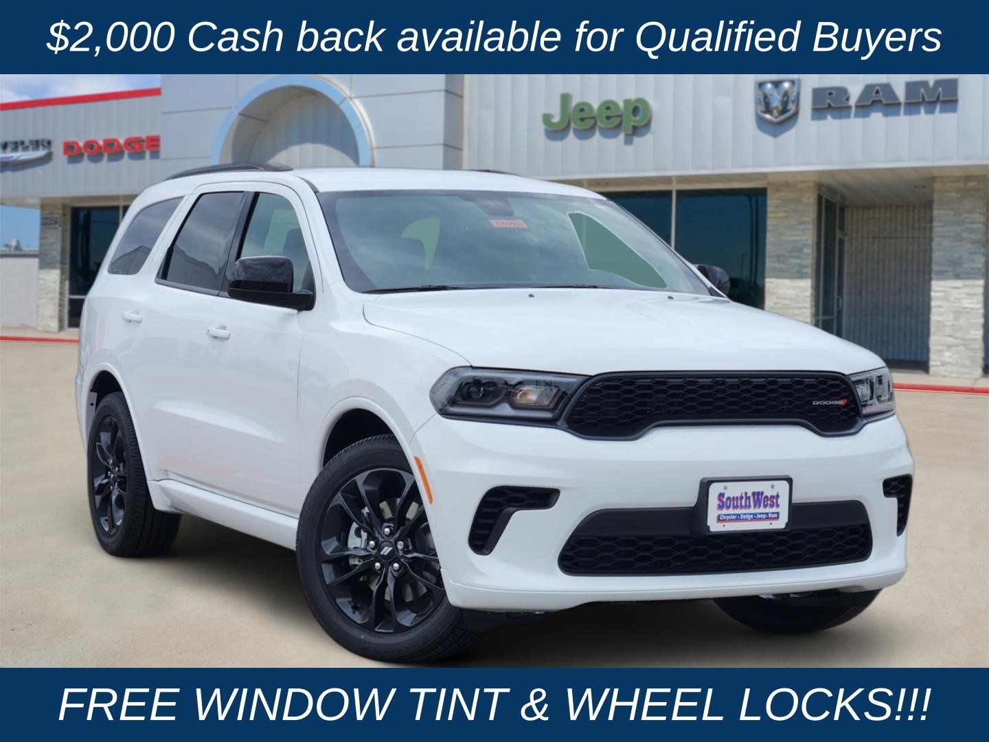 2026 Dodge Durango DURANGO GT RWD in White Knuckle Clear-Coat Exterior Paint — front three-quarter view