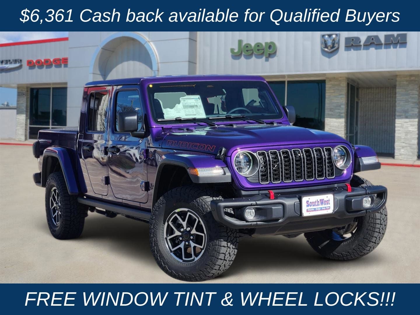 2026 Jeep Gladiator GLADIATOR RUBICON X 4X4 in Reign Exterior Paint — front three-quarter view