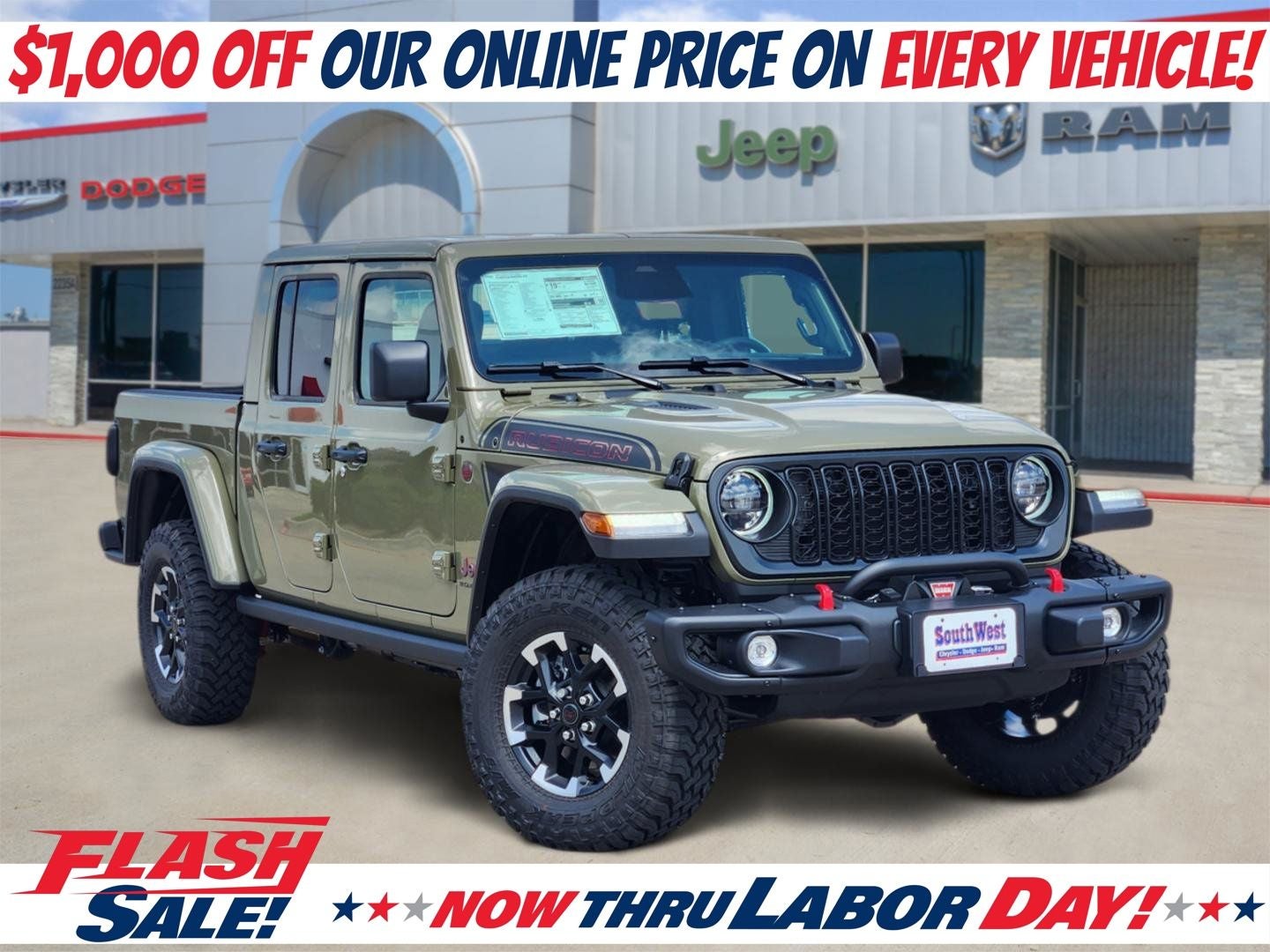2026 Jeep Gladiator GLADIATOR SHADOW OPS 4X4 in 41 Exterior Paint — front three-quarter view