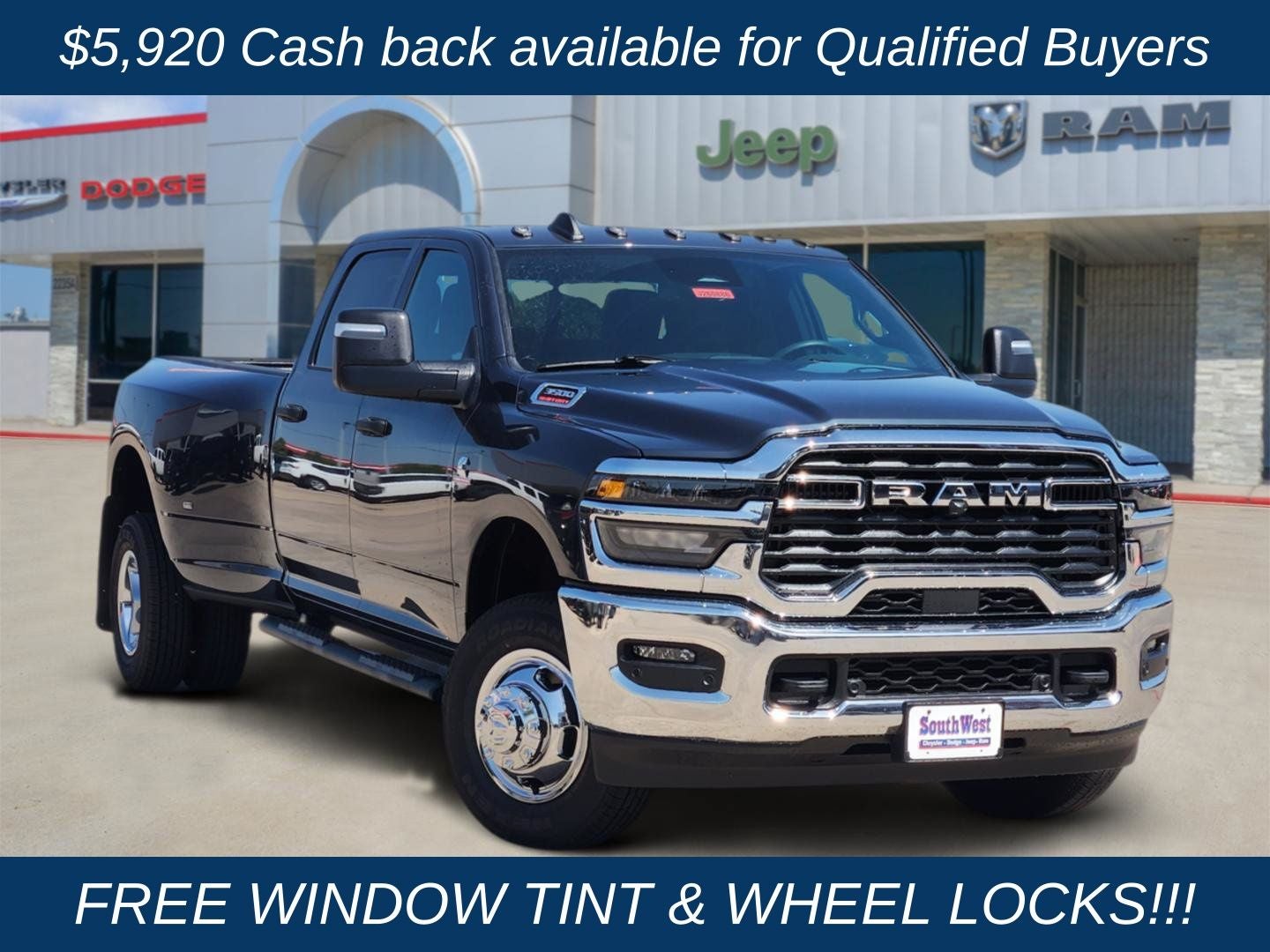 2026 RAM Ram 3500 RAM 3500 TRADESMAN CREW CAB 4X4 8' BOX in Forged Blue Metallic Exterior Paint — front three-quarter view