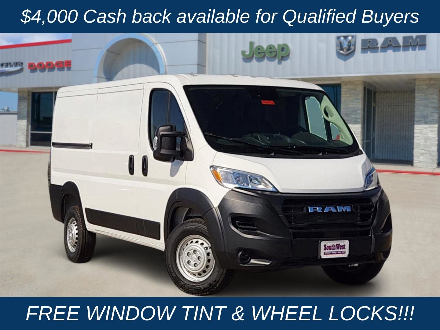 2026 RAM Ram ProMaster RAM PROMASTER 1500 TRADESMAN CARGO VAN LOW ROOF 136' WB in Bright White Clear-Coat Exterior Paint — front...