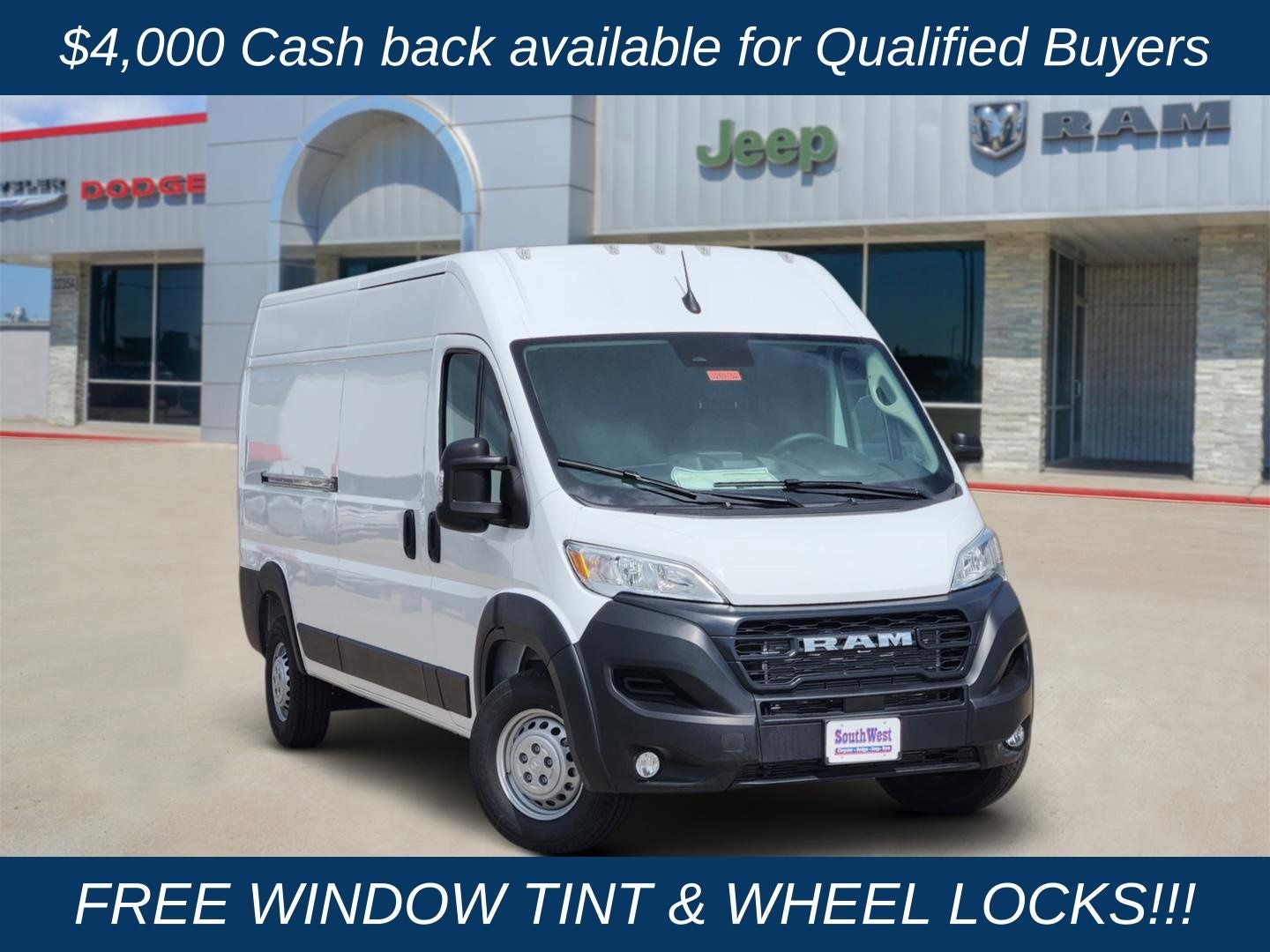 2026 RAM Ram ProMaster RAM PROMASTER 2500 TRADESMAN CARGO VAN HIGH ROOF 159' WB in Bright White Clear-Coat Exterior Paint — front...