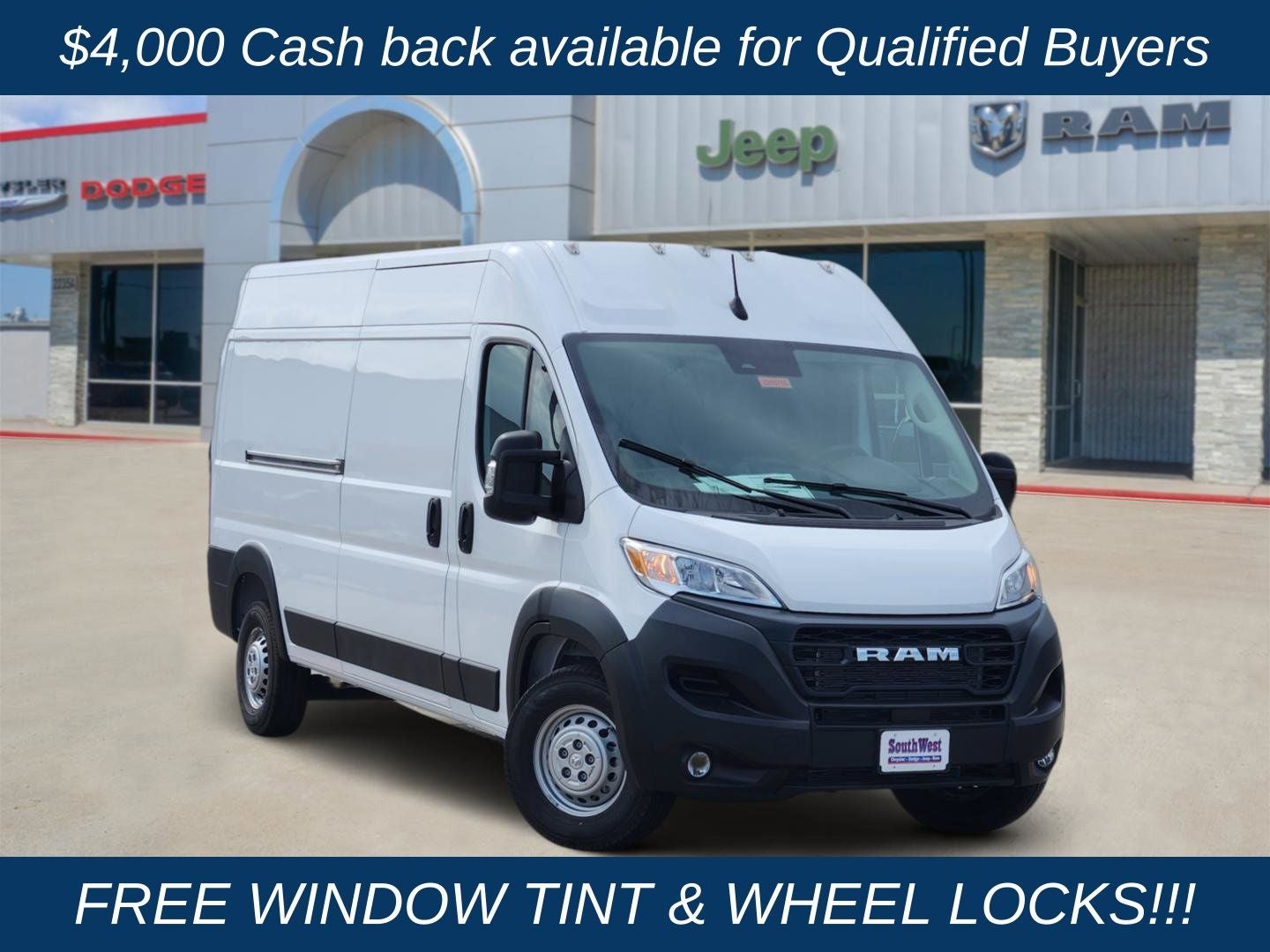 2026 RAM Ram ProMaster RAM PROMASTER 2500 TRADESMAN CARGO VAN HIGH ROOF 159' WB in Bright White Clear-Coat Exterior Paint — front...