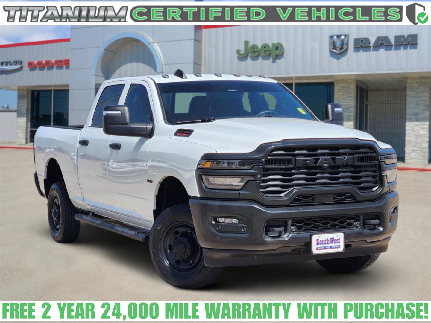 2025 RAM Ram 2500 Tradesman Crew Cab 4x4 6'4' Box in Bright White Clearcoat — front three-quarter view