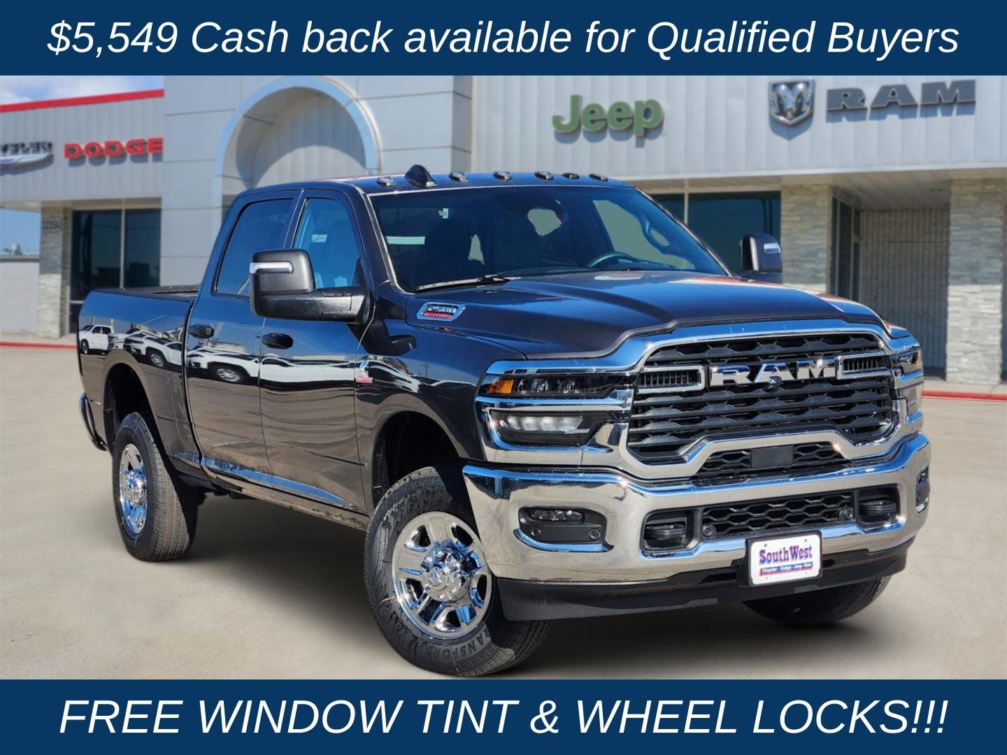 2026 RAM Ram 2500 RAM 2500 TRADESMAN CREW CAB 4X4 6'4' BOX in Granite Crystal Metallic Clear-Coat Exterior Paint — front three-quarter view