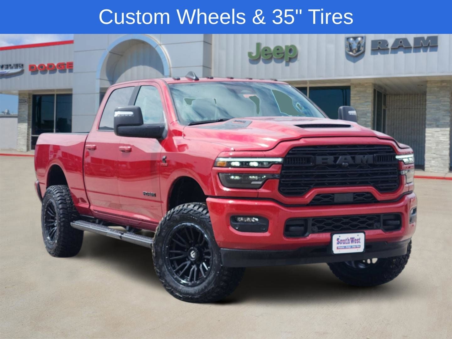 2026 RAM Ram 2500 RAM 2500 LARAMIE CREW CAB 4X4 6'4' BOX in Molten Red Pearl-Coat Exterior Paint — front three-quarter view
