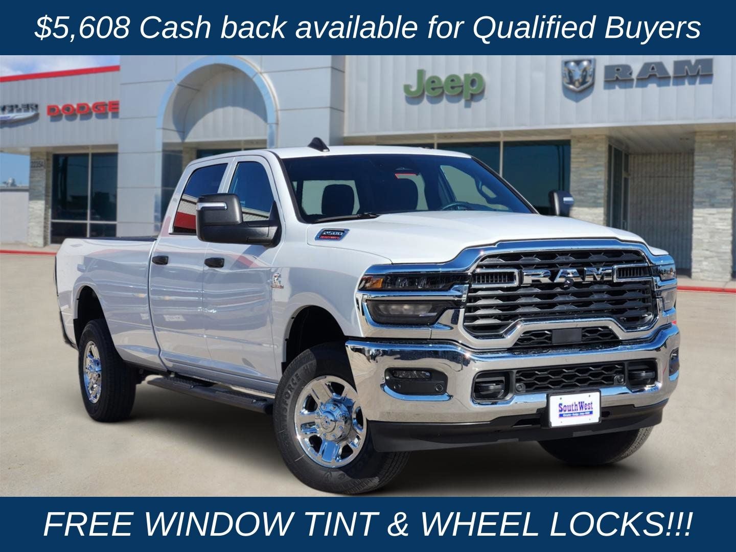 2026 RAM Ram 2500 RAM 2500 TRADESMAN CREW CAB 4X4 8' BOX in Bright White Clear-Coat Exterior Paint — front three-quarter view
