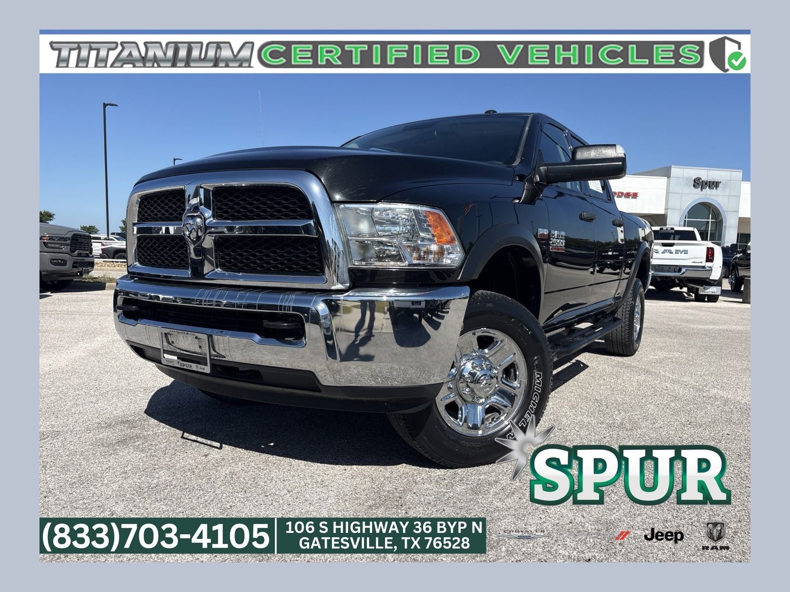 2018 RAM Ram 2500 Tradesman Crew Cab 4x4 6'4' Box in Brilliant Black Crystal Pearlcoat — front three-quarter view