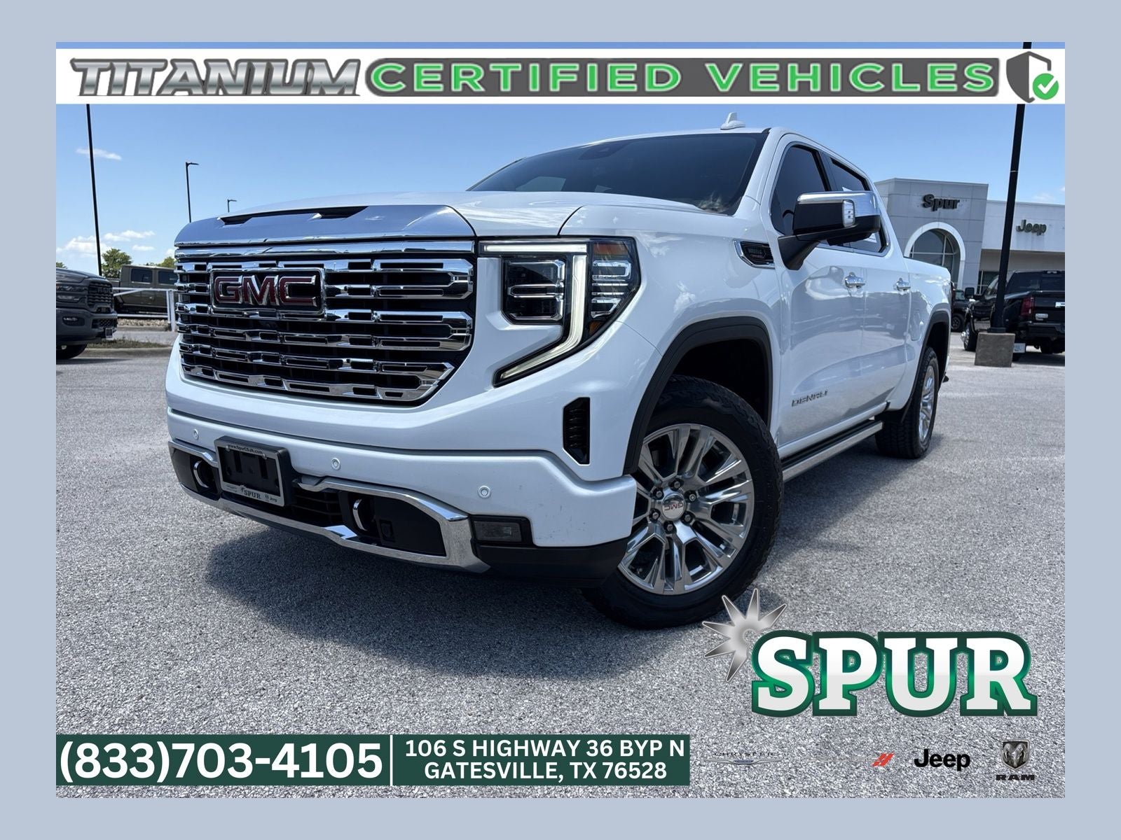 2022 GMC Sierra 1500 Denali in Summit White — front three-quarter view