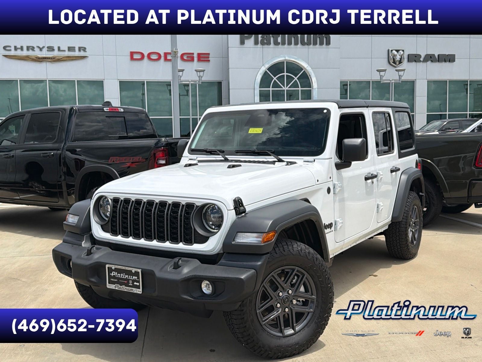 2026 Jeep Wrangler WRANGLER 4-DOOR SPORT S in Bright White Clear-Coat Exterior Paint — front three-quarter view