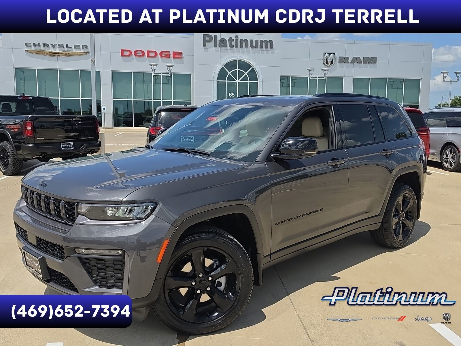 2026 Jeep Grand Cherokee GRAND CHEROKEE LIMITED 4X4 in Baltic Gray Metallic Clear-Coat Exterior Paint — front three-quarter view