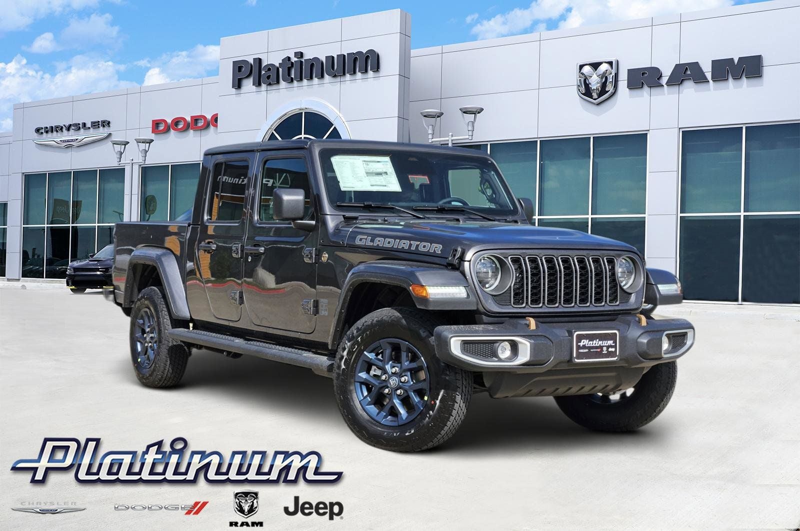 2026 Jeep Gladiator GLADIATOR 85TH ANNIVERSARY EDITION 4X4 in Granite Crystal Metallic Clear-Coat Exterior Paint — front three-quarter view