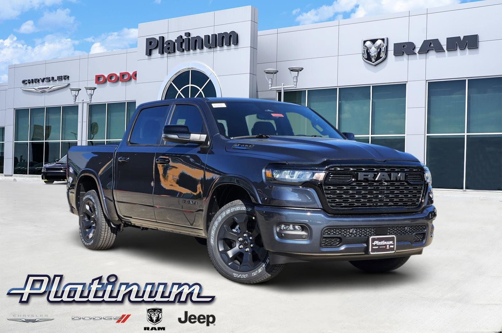 2026 RAM Ram 1500 RAM 1500 LONE STAR CREW CAB 4X4 5'7' BOX in Forged Blue Metallic Exterior Paint — front three-quarter view