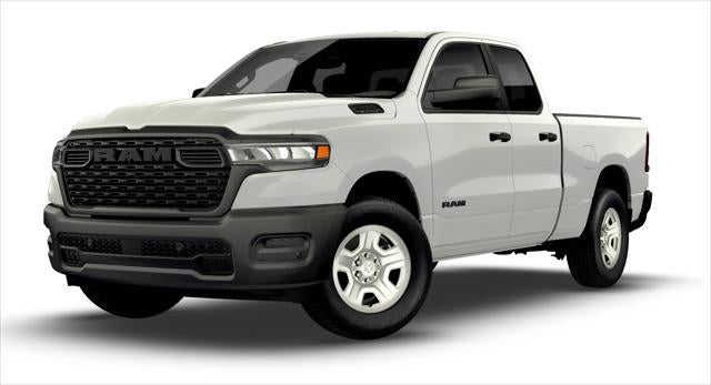 2026 RAM Ram 1500 RAM 1500 TRADESMAN QUAD CAB 4X2 6'4' BOX in Bright White Clear-Coat Exterior Paint — front three-quarter view