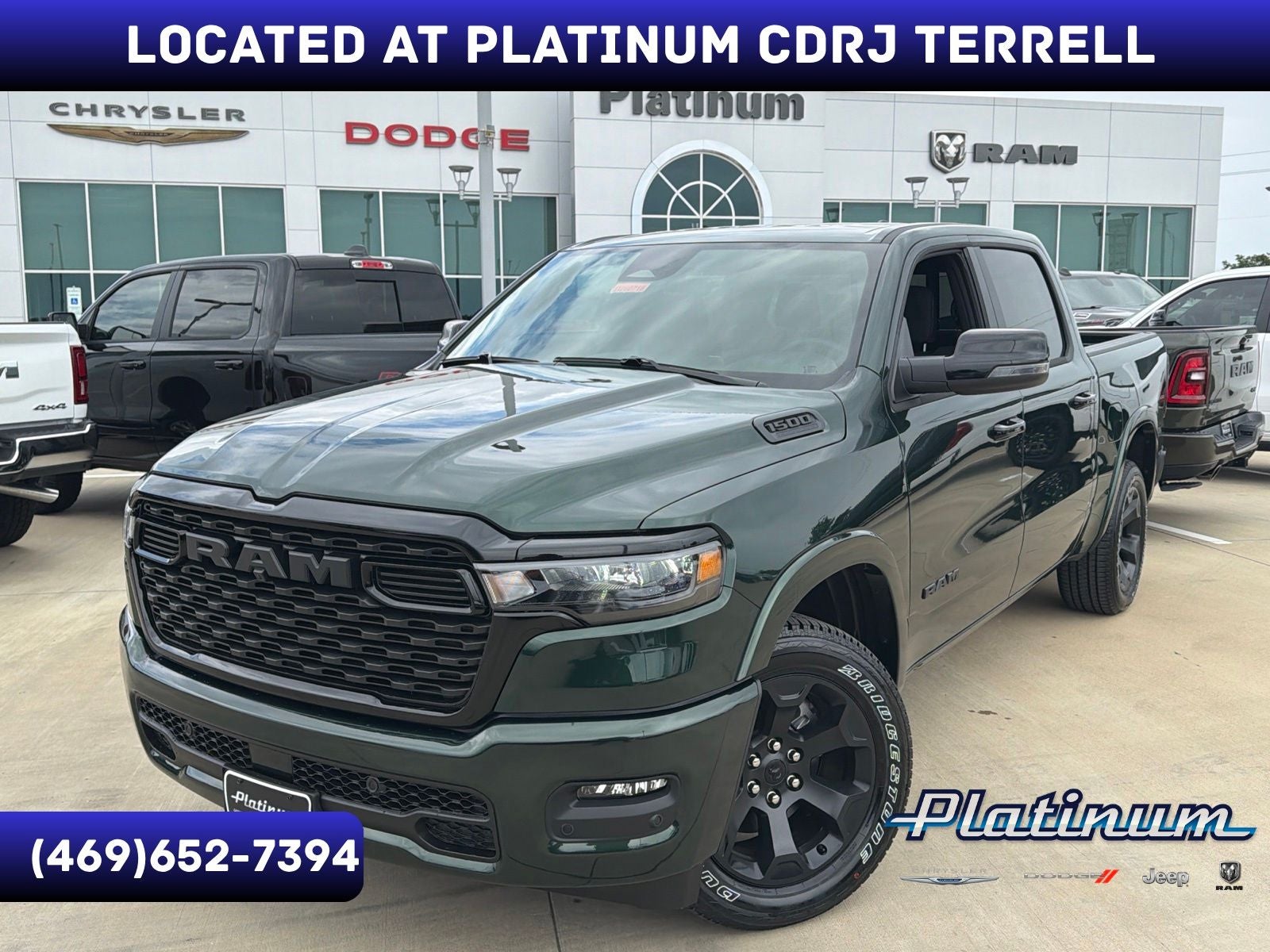 2026 RAM Ram 1500 RAM 1500 LONE STAR CREW CAB 4X4 5'7' BOX in Serrano-Green Metallic Exterior Paint — front three-quarter view