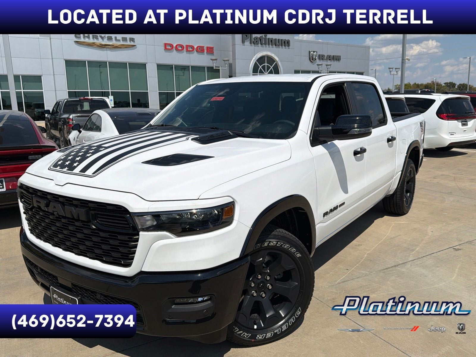2026 RAM Ram 1500 RAM 1500 LONE STAR CREW CAB 4X4 5'7' BOX in Bright White Clear-Coat Exterior Paint — front three-quarter view