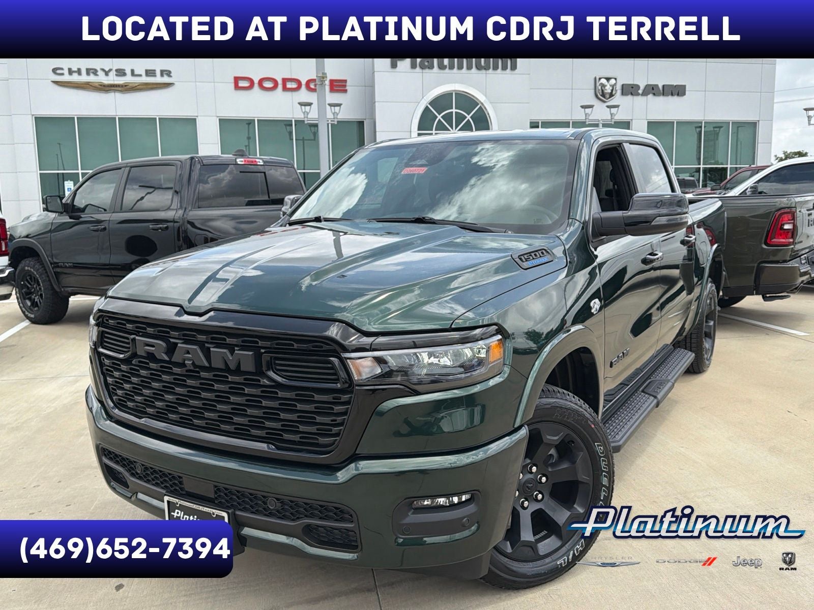 2026 RAM Ram 1500 RAM 1500 LONE STAR CREW CAB 4X4 5'7' BOX in Serrano-Green Metallic Exterior Paint — front three-quarter view